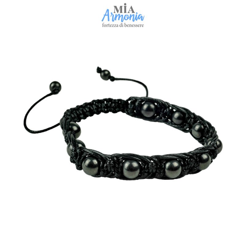 21508 SHUNGITE T2 - Bracciale Shambala