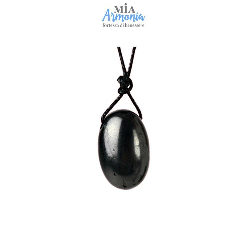 21529 SHUNGITE T2 - Ciondolo OLIVA
