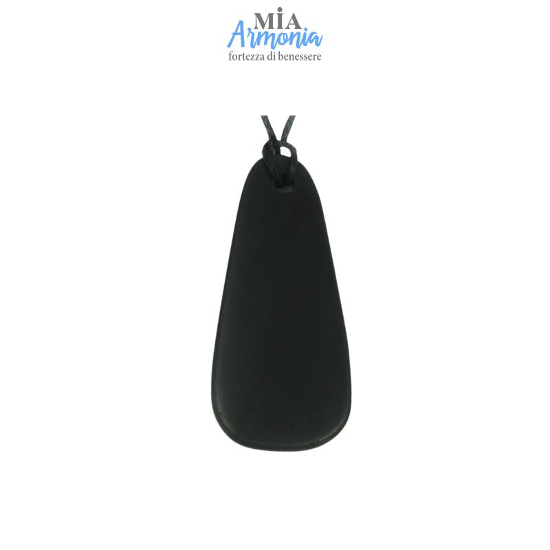 21526 SHUNGITE T2 - Ciondolo PIATTO