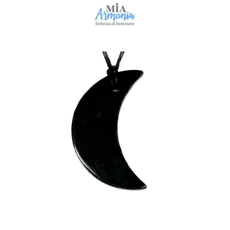 21525 SHUNGITE T2 - Ciondolo MEZZA LUNA