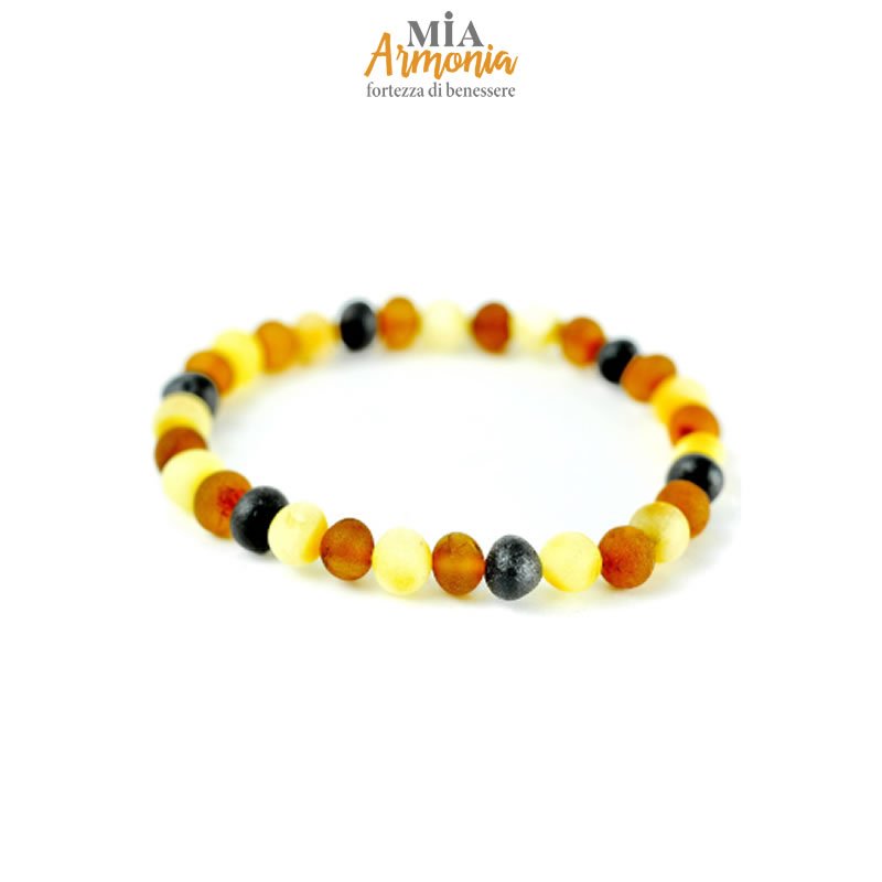 21481 Bracciale MAMMA elastico ambra multicolor satinato