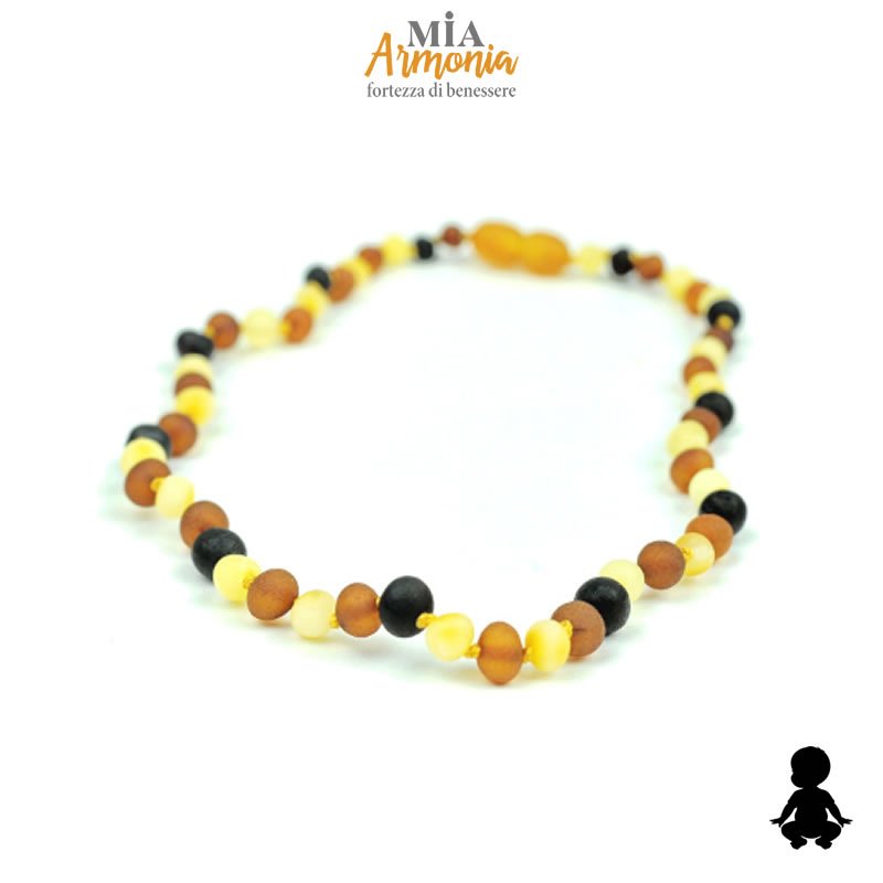 21477 Collana BABY ambra multicolor satinato chiusura a vite