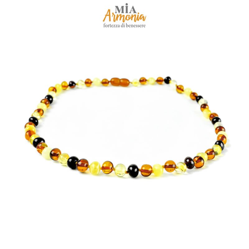 21473 Collana MAMMA ambra muticolor lucido chiusura avite
