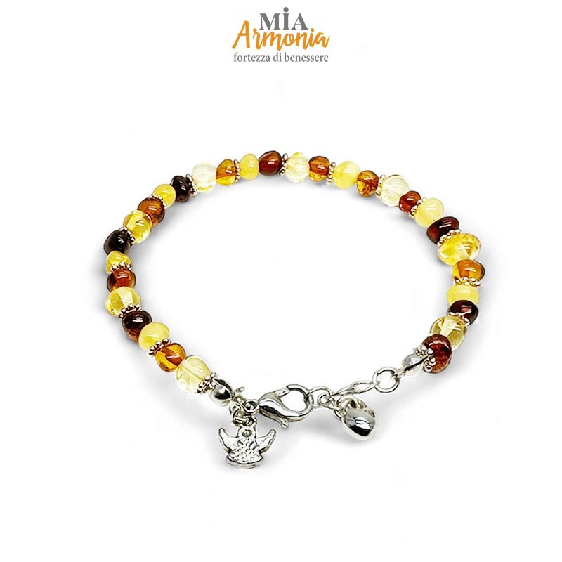 21458 Bracciale ambra con finale angelo