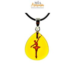 Pendente ambra "MESY" ballerina inciso con cordino