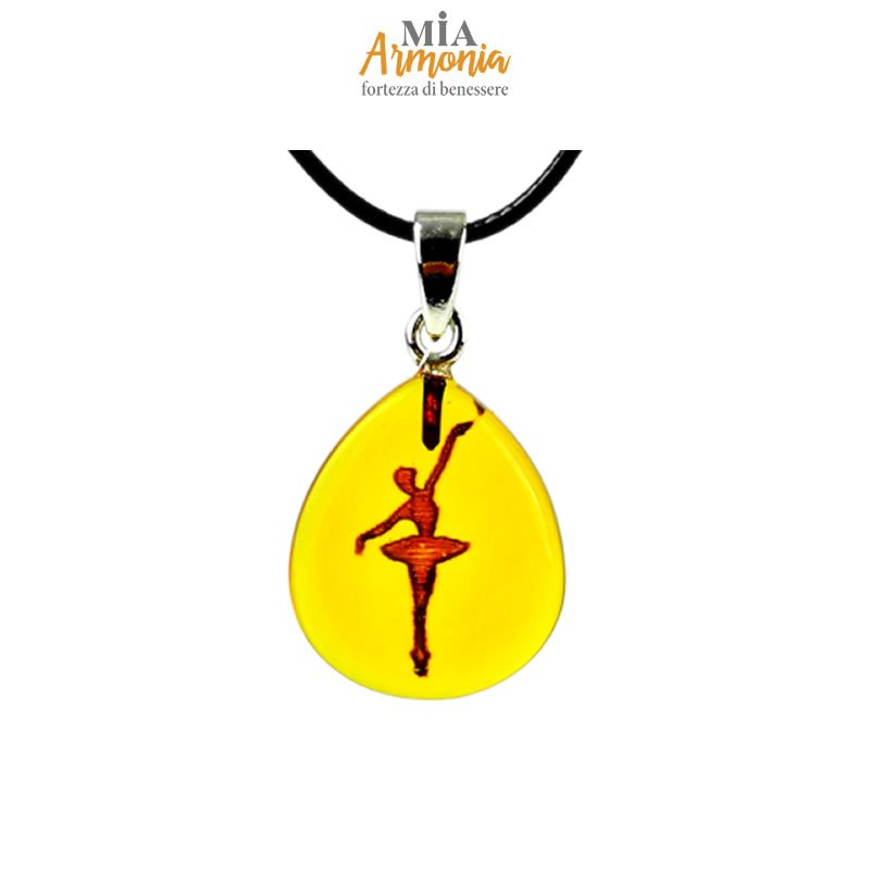 21492 Pendente ambra "MESY" ballerina inciso con cordino