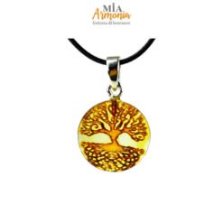 Pendente ambra "ALBERO DELLA VITA" inciso con cordino