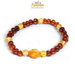 Bracciale elastico in ambra inserto croce