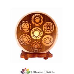 Lampada di sale 7 chakra con base in legno e lampadina 15W - 18x18x10