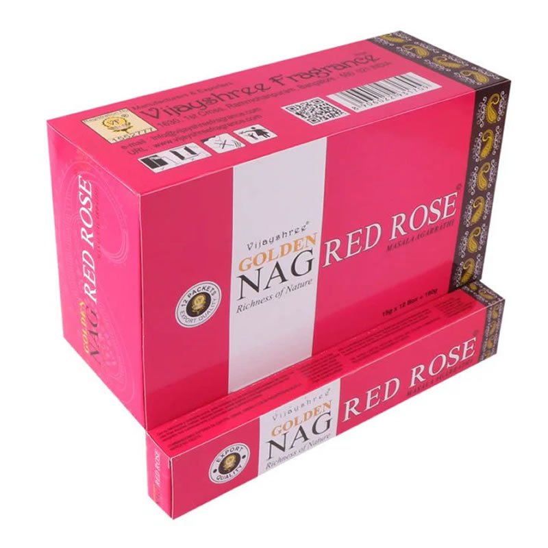 21802 Incenso Vijayshree Golden NAG RED ROSE - Box da 12 scatole da 15gr