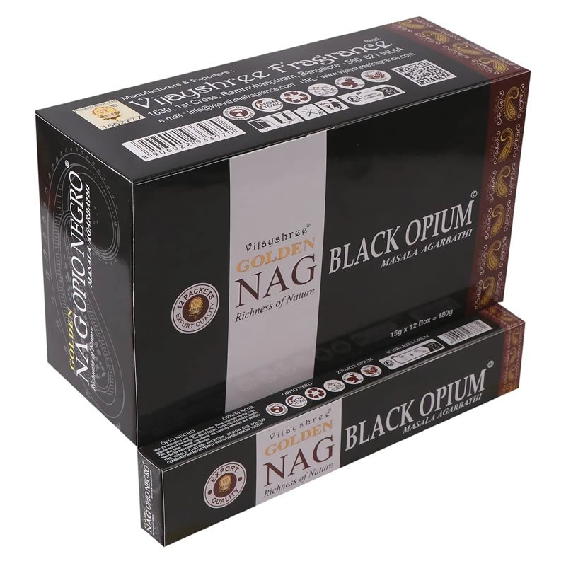 21786 Incenso Vijayshree Golden NAG BLACK OPIUM - Box da 12pz da 15gr