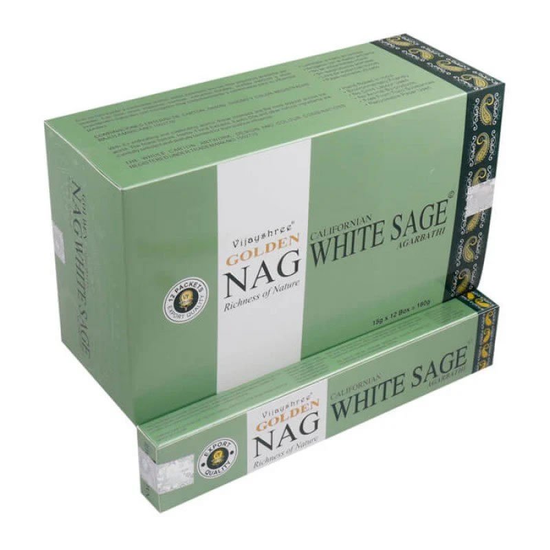 21794 Incenso Vijayshree Golden NAG WHITE SAGE - Box da 12pz da 15gr