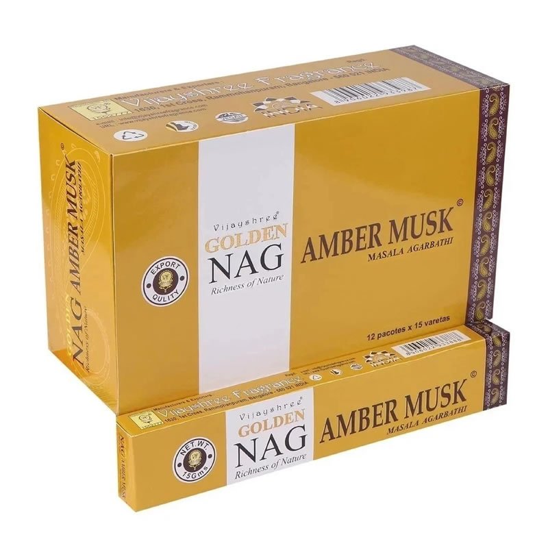 21787 Incenso Vijayshree Golden NAG AMBER MUSK - Box da 12pz da 15gr