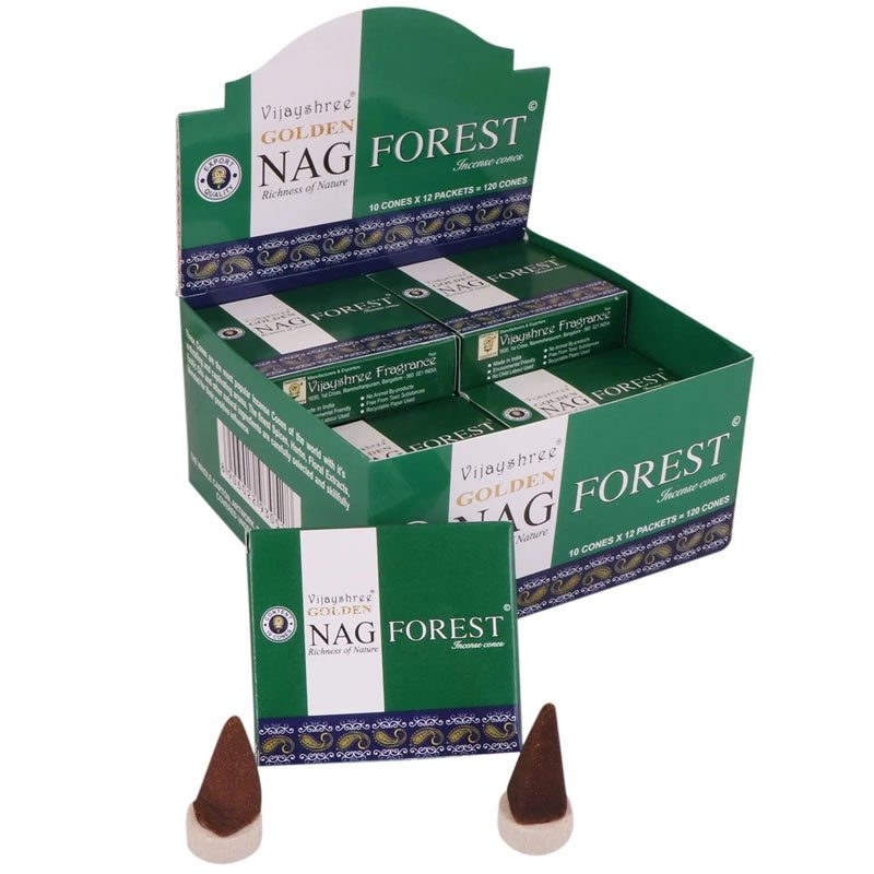 21839 Incenso Vijayshree Golden NAG FOREST - Box da 12 scatole da 10 coni