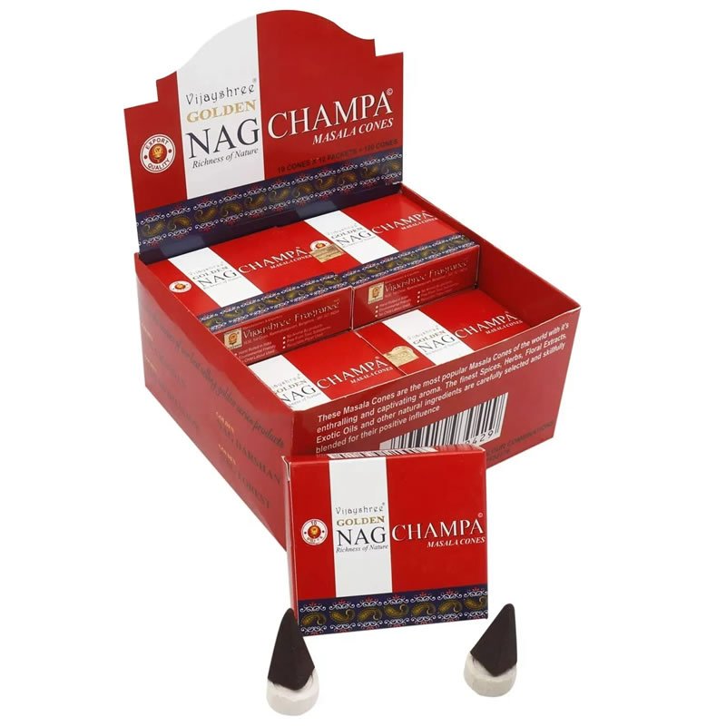 21833 Incenso Vijayshree Golden NAG CHAMPA - Box da 12 scatole da 10 coni