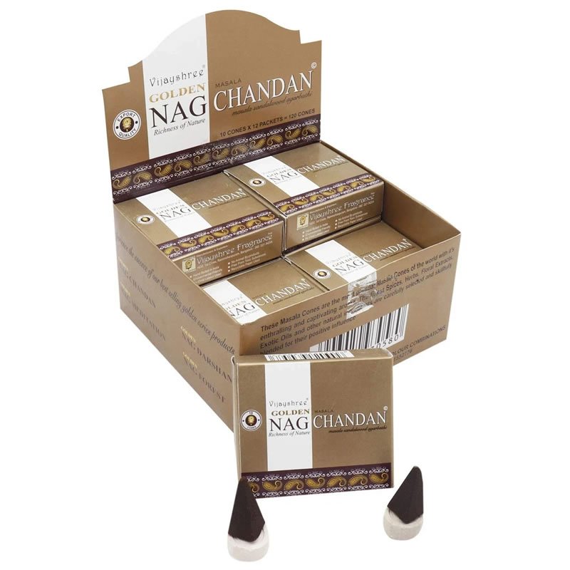 21832 Incenso Vijayshree Golden NAG CHANDAN - Box da 12 scatole da 10 coni