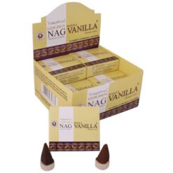 Incenso Vijayshree Golden NAG VANILLA - Box da 12 scatole da 10 coni