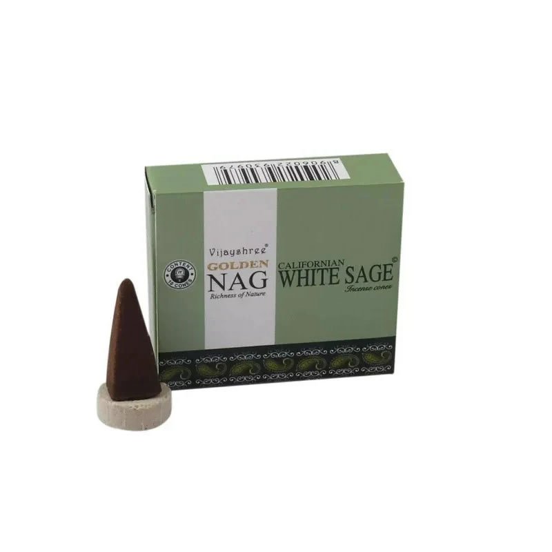 21842 Incenso Vijayshree Golden NAG WHITE SAGE - 1 scatola da 10 coni