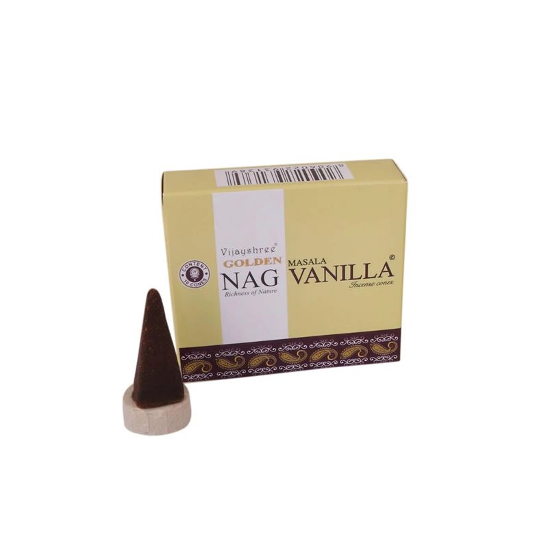 21841 Incenso Vijayshree Golden NAG VANILLA - 1 scatola da 10 coni
