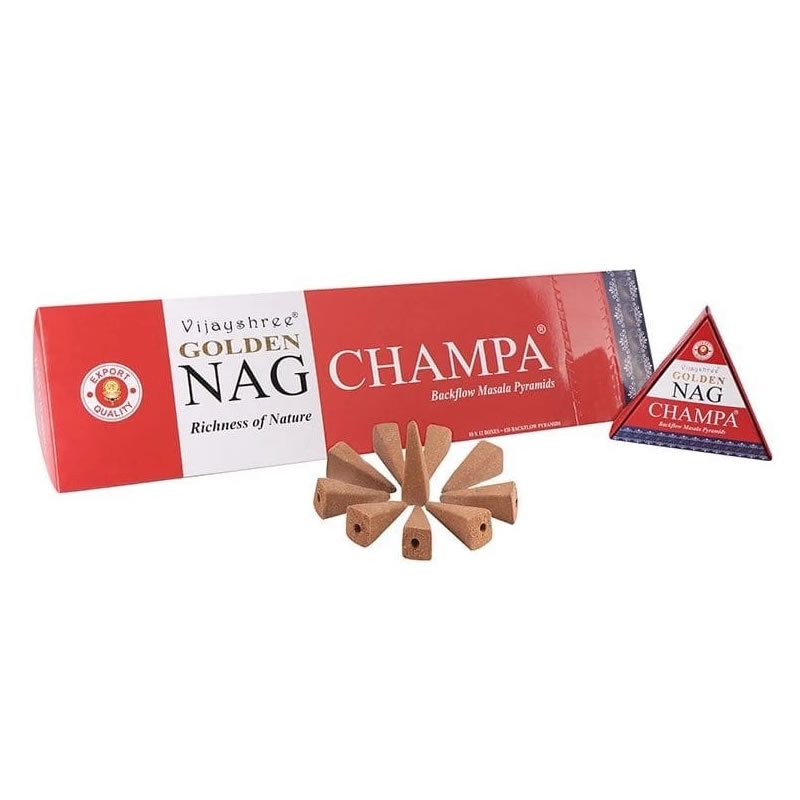21863 Incenso Vijayshree Golden NAG CHAMPA - 12 scatole da 10 coni backflow