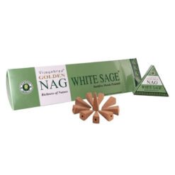 Incenso Vijayshree Golden NAG WHITE SAGE - 12 scatole da 10 coni backflow
