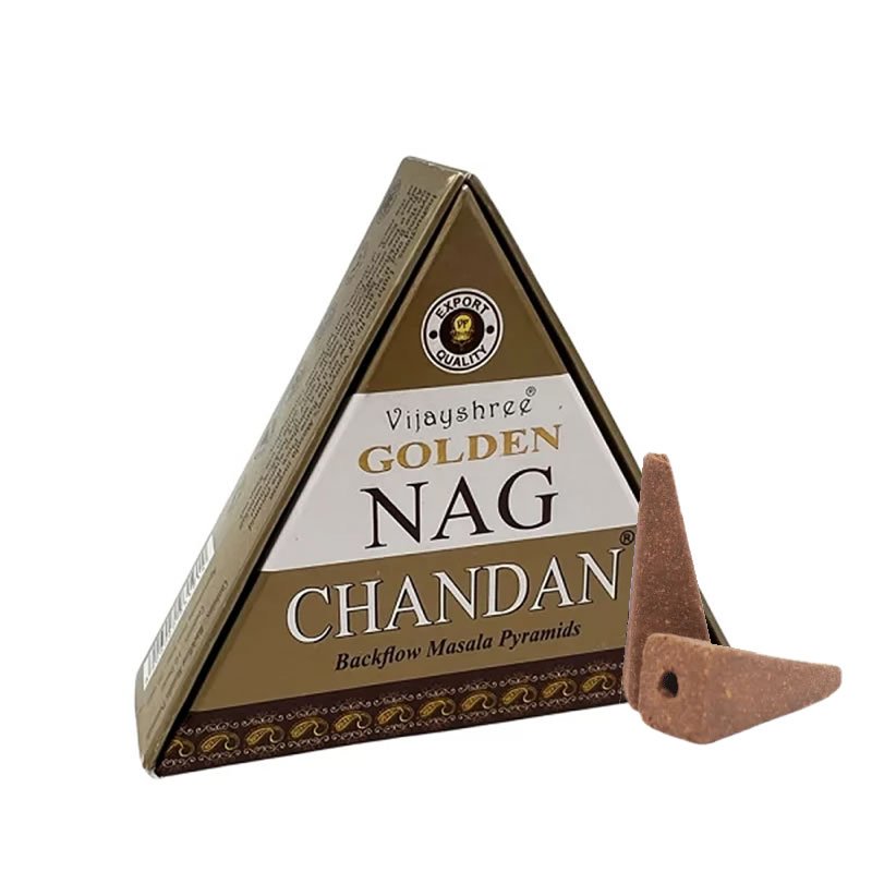21855 Incenso Vijayshree Golden NAG CHANDAN - 1 scatola da 10 coni backflow