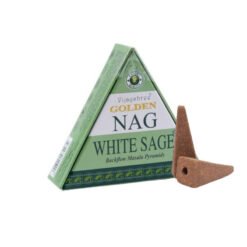 Incenso Vijayshree Golden NAG WHITE SAGE - 1 scatola da 10 coni backflow