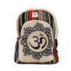 Zaino in canapa e cotone a righe con stampa OM
