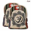 Zaino in canapa e cotone a righe con stampa OM - 2 PZ
