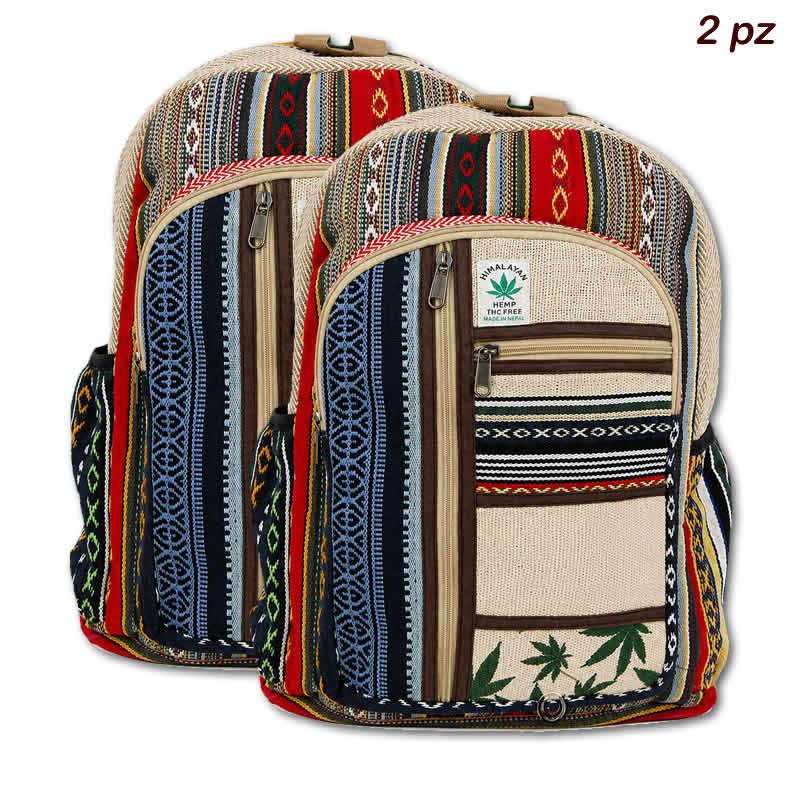 21914 Zaino in canapa e cotone a righe Mix multicolor - 2 PZ