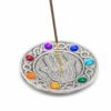 Porta incenso a piattino tondo in metallo 9 cm - 7 CHAKRA e MANO DI FATIMA