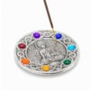 Porta incenso a piattino tondo in metallo 9 cm - 7 CHAKRA e BUDDHA
