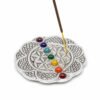 Porta incenso a piattino tondo in metallo 9 cm - 7 CHAKRA e FIORE DELLA VITA