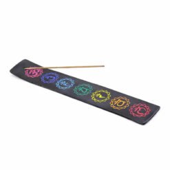 Porta incenso a barchetta in legno con base nera 26x3 - 7 CHAKRA