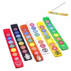 Porta incenso a barchetta in legno con base colorata 25x4 - Colore a caso