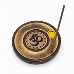 Porta incenso a piattino rotondo in legno 10x10 - OM