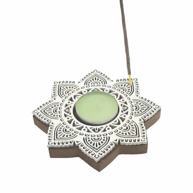 22077 Porta incenso a piattino in ceramica 12x12 - MANDALA