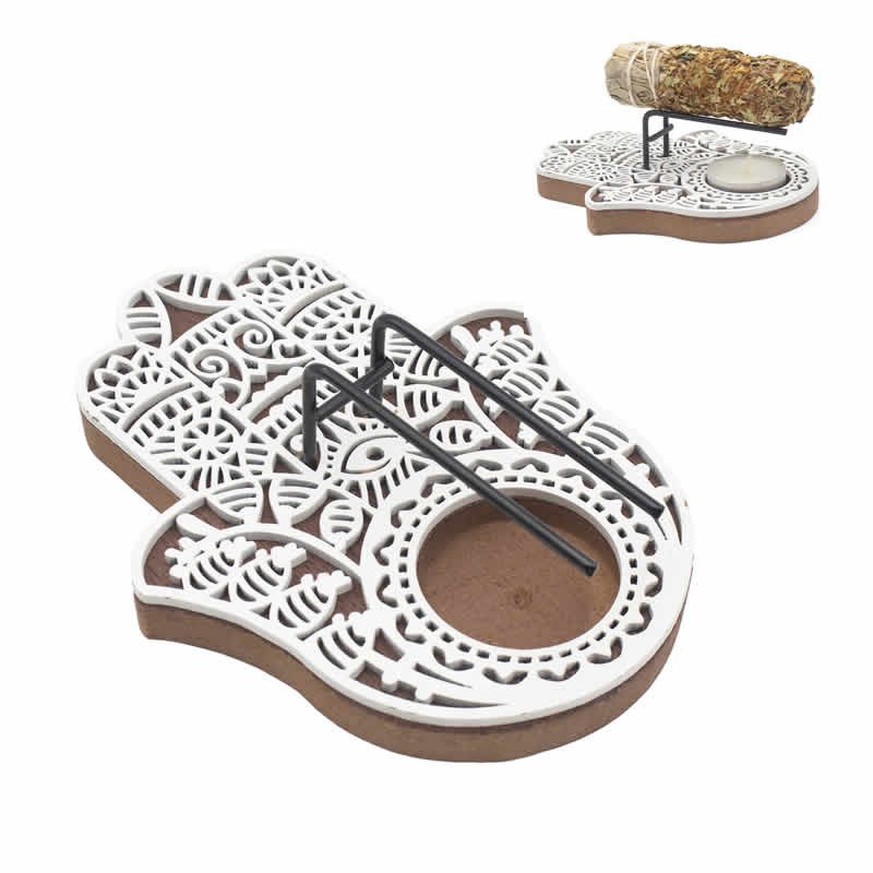 22079 Supporto per smudge o palo santo o incenso in ceramica 12 cm