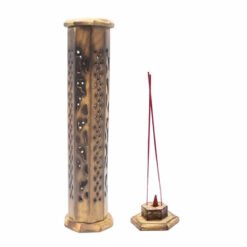 Porta incenso a torre esagonale in legno 31x6,5