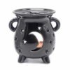 Bruciatore con piattino e intagli 3 lune in ceramica 8x8x9,5 - NERO