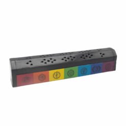 Supporto porta incenso a box in legno 31x6,5 - 7 CHAKRA NERO
