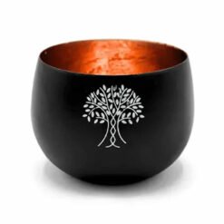 Porta condela Tealight in metallo nero e rame da 9 cm - ALBERO DELLA VITA
