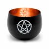 Porta condela Tealight in metallo nero e rame da 9 cm - PENTACOLO