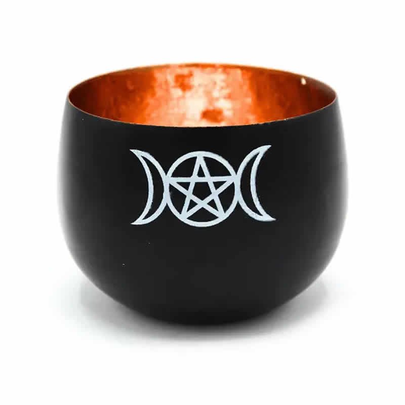 22111 Porta condela Tealight in metallo nero e rame da 9 cm - TRI LUNE