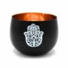 Porta condela Tealight in metallo nero e rame da 9 cm - MANO DI FATIMA
