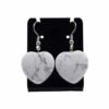 Orecchino pendente a cuore - HOWLITE BIANCA