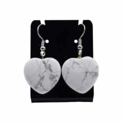 Orecchino pendente a cuore - HOWLITE BIANCA
