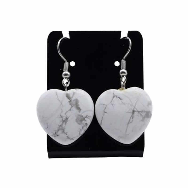22122 Orecchino pendente a cuore - HOWLITE BIANCA