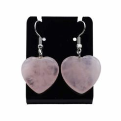 Orecchino pendente a cuore - QUARZO ROSA
