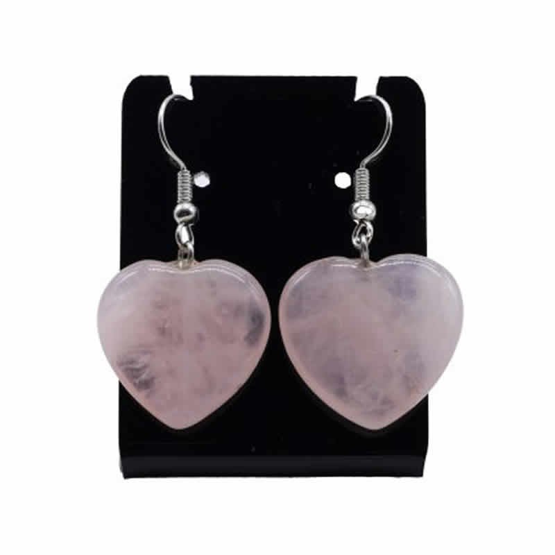 22115 Orecchino pendente a cuore - QUARZO ROSA